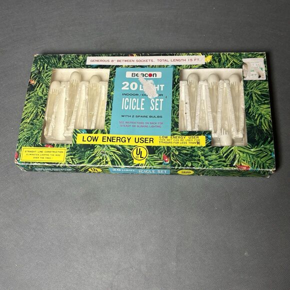 Lot Vintage Icicle Light Covers White Clear Plastic Snap On String Lights New - Picture 5 of 13